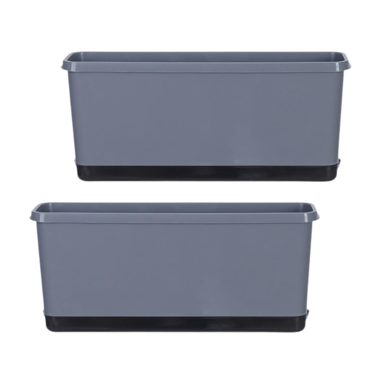 colaxi 2Pcs Window Box Planter Flower Pot with Drainage Holes with Absorbent Cotton Rope Versatile Accessories for Home Porch Sturdy Grey