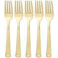 thumbnail image 1 of Lillian Tablesettings Tenedores de plástico brillante - 5 1/2" x 1" dorado 24 piezas, 1 of 5