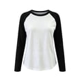 thumbnail image 5 of hoksml Women's Color Block Raglan Long Sleeve T Shirt, Loose Casual Crew Neck Top with Curved Hem, 5 of 7