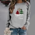 thumbnail image 1 of Costumes de Noël en Solde Pull à Col Rond Imprimé de Noël Blouse Ample Chandail en Molleton Sans Capuche Chandail en Molleton Surdimensionné pour Femmes, 1 of 7