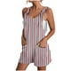 thumbnail image 1 of Ploknplq Shorts Jumpsuit,Overalls for Women,Spaghetti Strap Overall,Women's Spring Striped Pocket Loose Casual Jumpsuit,Rompers for Women,Jumpsuits for Women Pink S, 1 of 5
