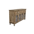 thumbnail image 5 of AENKYO 59" Farmhouse Sideboard Buffet, Distressed Wood Credenza with 3 Drawers & 4 Fluted Glass Doors, Brown, 5 of 7