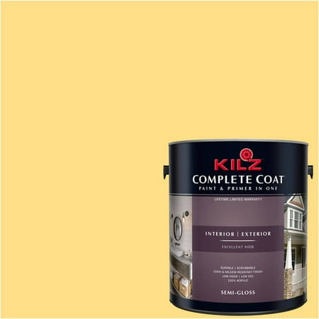 Glory Yellow, KILZ COMPLETE COAT Interior/Exterior Paint & Primer in One, (Best Primer For Mdf)