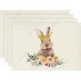 thumbnail image 2 of Rabbit Bunny Flowers Easter Placemats for Dining Table Spring Summer Seasonal Holiday Rustic Vintage Washable Table Mats, 2 of 7
