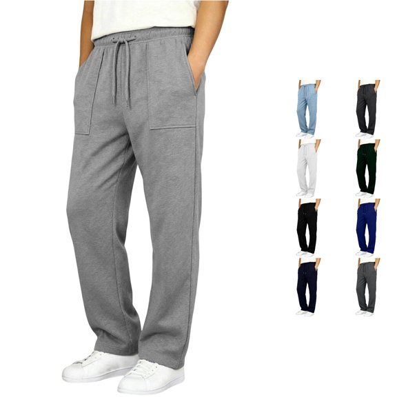 SGMVNU Sweatpants for Boys Drawstring Waistband Pull On Athletic Trousers School Sports Pants with Pockets, Size 15-16 Years, Light Gray