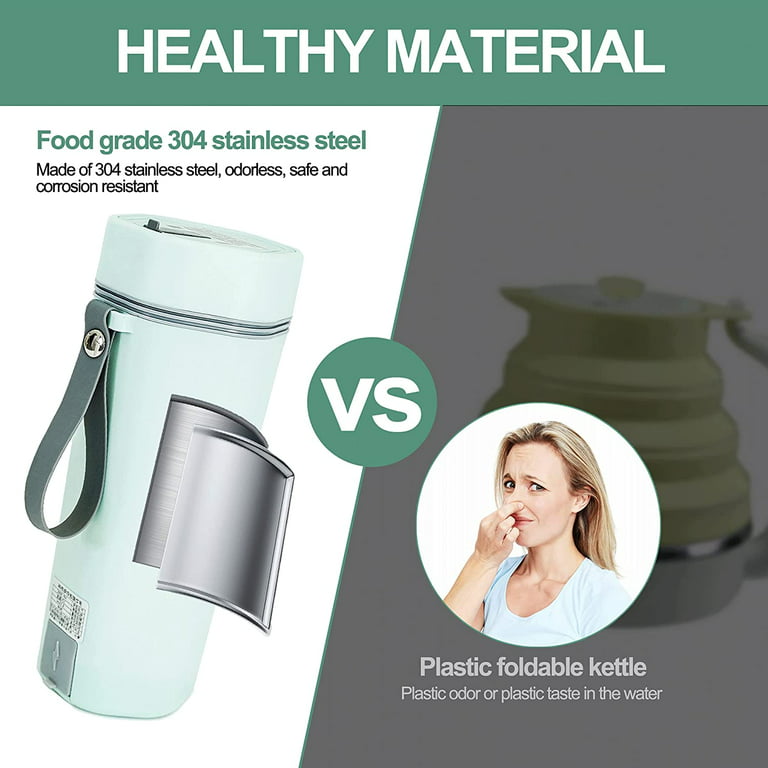 Stariver Travel Electric Kettle, 350ML Vacuum Insulated Stainless Steel  Water Bottle with 4 Temperature Control, Portable Electric Tea Kettle