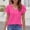 *Hot Pink, variant on ClodeEU Women's V Neck Puff Sleeve Button Down Blouse, Casual Short Sleeve Top Black,Women's Plus L