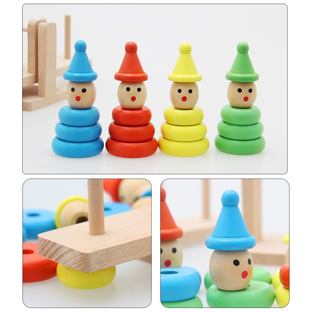 Wooden Clown Blocks BALANCE GAME Developmental Toys for Toddlers Baby