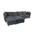 thumbnail image 4 of 130" Inch U-shaped Sectional Sofa with Convertible Ottoman, Linen Fabric Modular Sofa Couch Set, Free Combination Sleeper Sofa for Living Room Apartment Office, 4 of 8