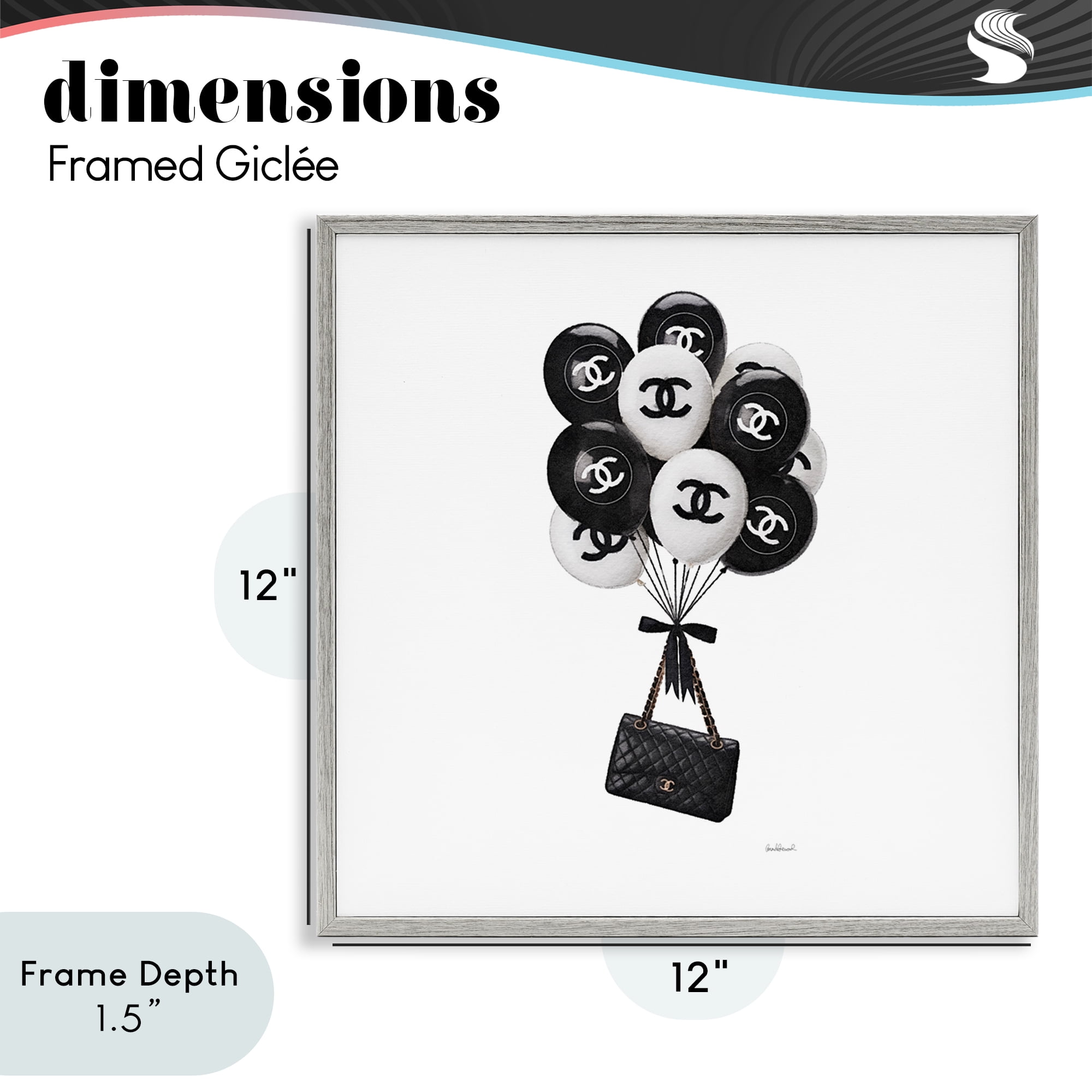 Stupell Industries Chic Balloons & Purse Gray Framed Giclee Art, design by Amanda Greenwood