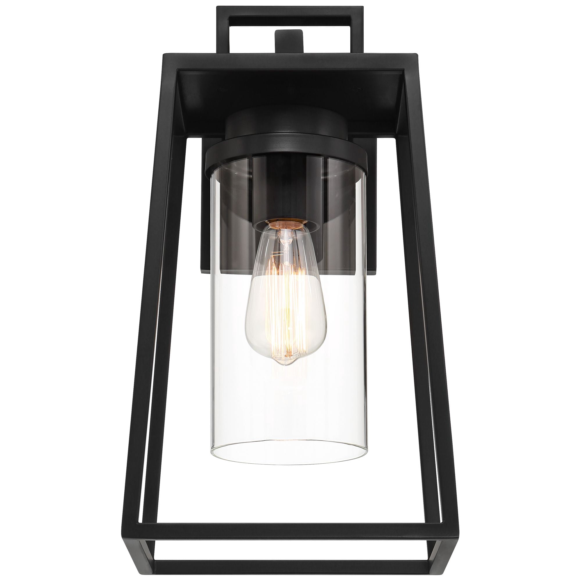 Possini Euro Design Jersey 17" High Modern Outdoor Wall Light Fixture Mount Porch House Weatherproof Matte Black Metal Glass Shade