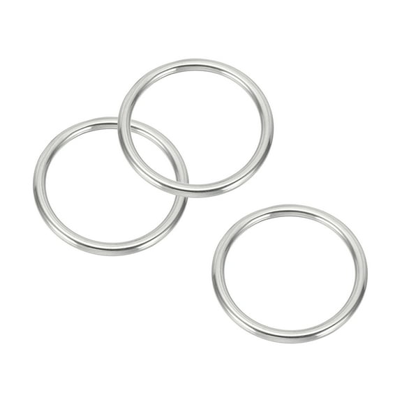 Uxcell Metal Rings 2.2 Inch 316 Stainless Steel Marine Grade O Rings for Macrame, DIY Craft, Dog Leash, Silver 3 Pcs