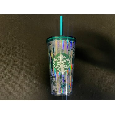 2022 Starbucks Summer Grande Silver and Green Foliage Tumbler 16oz