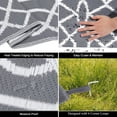 thumbnail image 4 of MJIAexp 6' x 9' Outdoor Rugs for Patio, Curved Geometric RV Outdoor Rug, Reversible Plastic Straw Waterproof Camping Rug Floor Mat for Backyard, Porch, Deck, Picnic, Beach Gray, 4 of 10
