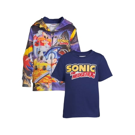Sonic the Hedgehog Toddler Boy Sublimated Zip Up Hoodie and T-Shirt Set Sizes 2T-5T Sonic the Hedgehog Toddler Boy Sublimated Zip Up Hoodie and T-Shirt Set Sizes 2T-5T