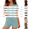 thumbnail image 4 of Harpily Womens Pajama Set Pattern Print Short Sleeve Crew Neck Top and Relaxed Wide Leg Shorts Home Rest and Vacation Outfit L, 4 of 5