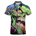 thumbnail image 4 of Psychedelic Zombie Skull Print Men Zipper T-shirt Summer Casual Short Sleeve T-shirt Top, 4 of 7