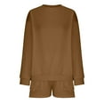 thumbnail image 6 of Winter Savings Clearance! Lindreshi 2pc Outfit Woman Women Fashion Round-Neck Blouse Long Sleeve Tops Sweatshirt Shorts Casual Suit Sets, 6 of 7