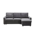 thumbnail image 6 of Mgea Modern Modular L-Shaped Sofa Bed with Chaise Longue, Reversible Sofa Bed with Pull-Out Bed and Storage, 4-Seat Linen Fabric Convertible Sofa for Living Room Dark Grey Gray, 6 of 9