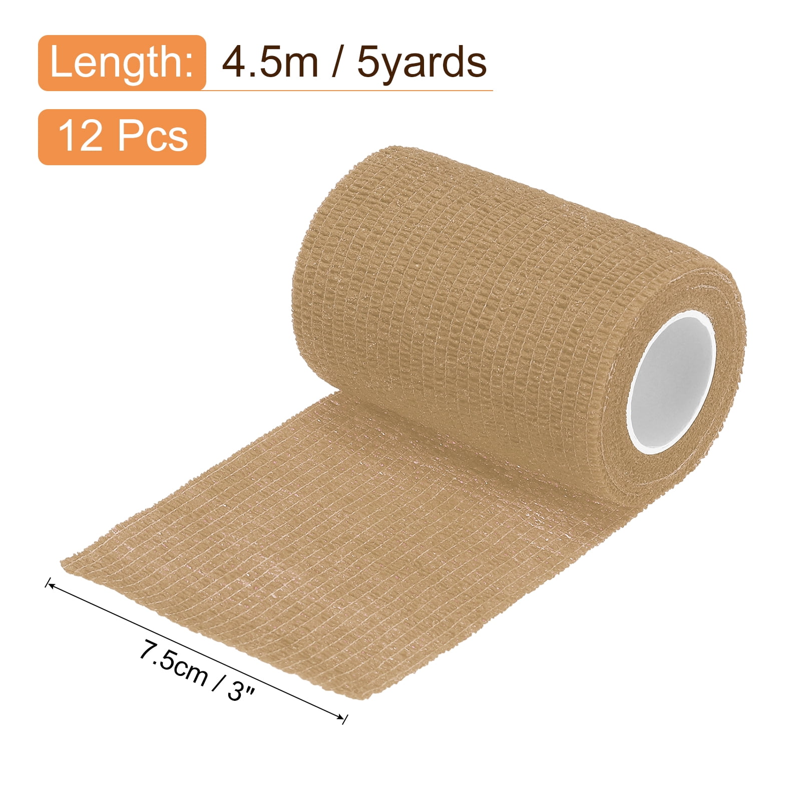 12 Rolls Adhesive Elastic Tape Elastic Bandage,3" x 5 Yards Wrap Stretch Wrist Knee Tape,Khaki
