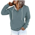 thumbnail image 1 of WEAIXIMIUNG Chandails en Molleton Graphiques pour Femmes Grande Taille Automne et Hiver Style de Rue à la Mode Couleur Unie Col à Boutons Poche Cordon de Serrage Chandail à Capuchon de Sport Décontracté, 1 of 6
