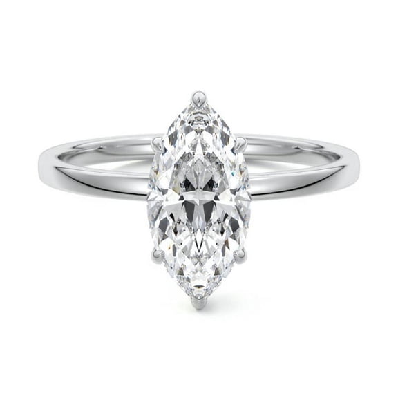 Dash Jewel Excellent 1.8 Ct Marquise Cut Lab Created Simulated Diamond Ring - Silver 14K White Gold Plated Rings for Women's - Solitaire Daily Wear Rings for Her - Solitaire Rings for Women's