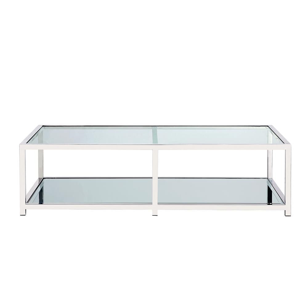 Home Gear Table basse Silver Square Base Miroir étagère