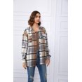 thumbnail image 3 of XINQIHANG Womens Casual Plaid Shacket Button Down Long Sleeve Shirt, 3 of 5