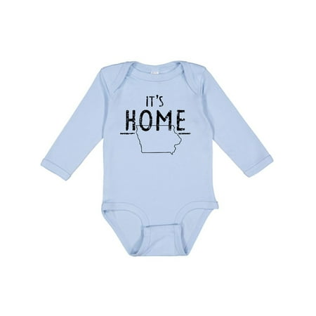 

Inktastic It s Home- State of Iowa Outline Distressed Text Boys or Girls Long Sleeve Baby Bodysuit