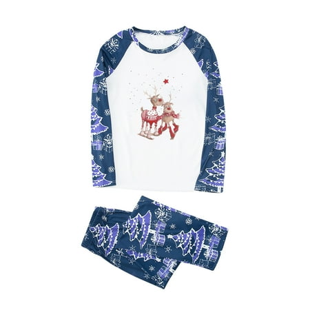 

Fesfesfes Xmas Pjs Parent-child Warm Christmas Set Printed Home Wear Pajamas Two-piece Mom Set On Sale