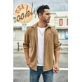 thumbnail image 5 of COOFANDY Men's Waffle Button Down Shirts Casual Long Sleeve Shacket Jacket with Pockets, 5 of 9