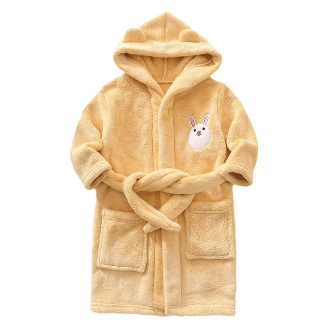 Boys Night Suits Size 8 Footed Pajamas 3-6 Months Children's Long Sleeved Facecloth Cartoon Rabbit Hooded Warm Robe Pajamas Homewear Bathrobe