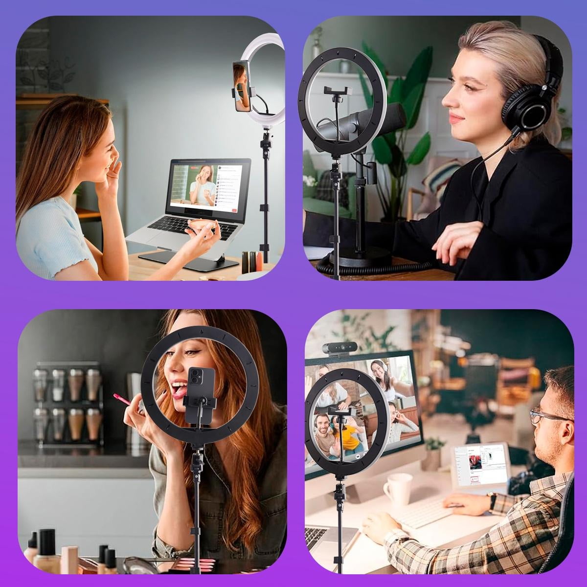 12" Ring Light with 63" Adjustable Tripod  10 Brightness Levels USB Powered Studio Lighting for Live Streaming YouTube TikTok Photography Makeup Videos Phone Selfie Halloween