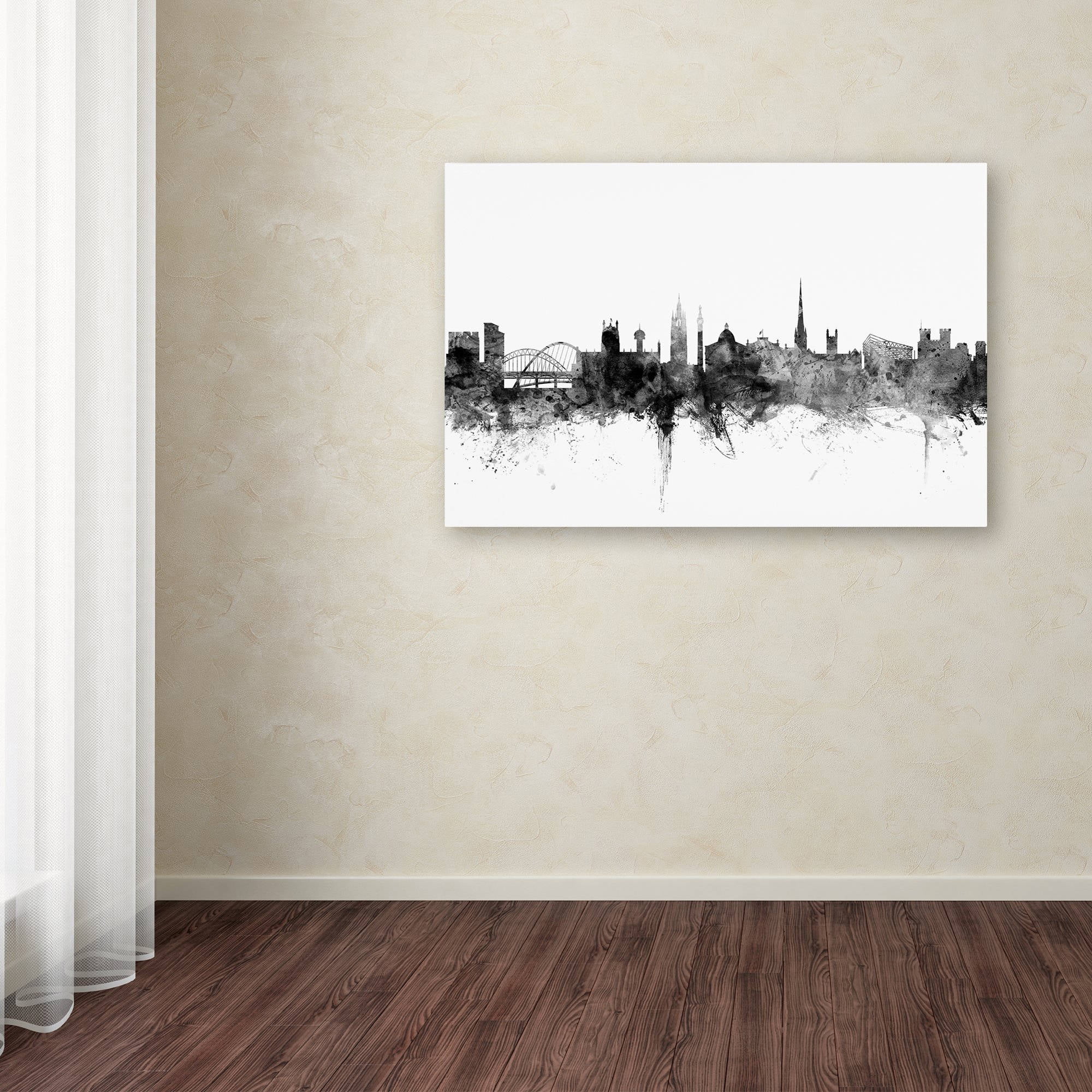 Trademark Fine Art "Newcastle England Skyline B&W" Canvas Art by Michael Tompsett