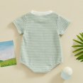 thumbnail image 4 of Newborn Cute Baby Boy Girl Striped Romper Waffle Short Sleeve Bubble Oversized Romper Kids Infant Boys Check Bodysuit Summer Onesie Clothes Fashion, 4 of 7