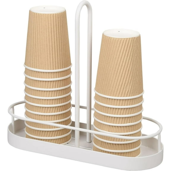 Cup and Lid Holder Solo Cup Container Disposable Cup Dispenser Coffee Drink Organizer Paper Cup Storage for Countertop, Bathroom, Kitchen, White