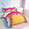 thumbnail image 2 of Homewish Watercolor Ink Painting 7 Pieces Bedding Comforter Set,Baseball Sport Full Bedding Set,Yellow White Hotpink Fitted Sheet Flat Sheet For Teens,Microfiber Bedroom Decor Reversible, 2 of 8