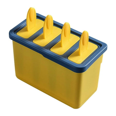 

PRINxy Popsicles Molds 4 Cavity Ice Popsicles Molds For Party Yogurt Juice Smoothies Sticks Homemade Popsicle Maker Kitchen Utensils&Gadgets Yellow