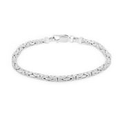 Vanbelle Sterling Silver Jewelry Handmade Byzantine Chain Bracelet with Rhodium Plating for Women