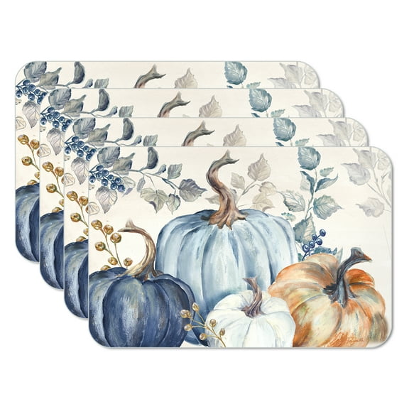 CounterArt "Pumpkin Blues" 4-Pack Reversible Flexible Plastic Tabletop Placemats