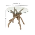 thumbnail image 4 of DecMode 24" x 20" Brown Wood Handmade Tree Branch Accent Table with Clear Glass Top, 1-Piece, 4 of 11