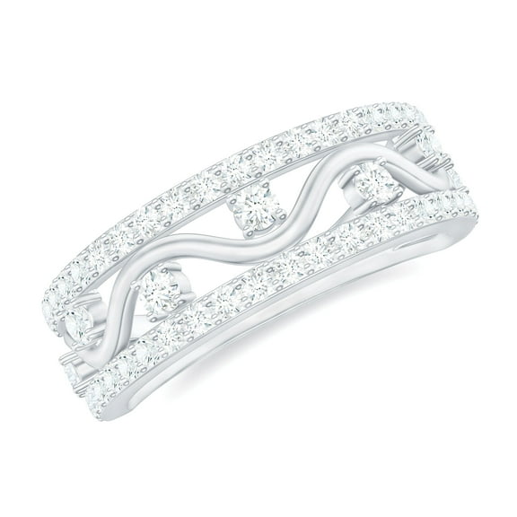 Rosec Jewels Lab Created Diamond Anniversary Band (EF-VS Quality Certified) - Ready to Gift with Jewelry Box, 925 Sterling Silver, US 4.00
