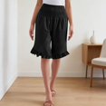 thumbnail image 7 of Womens Summer Bermuda Shorts Knee Length Elastic Waist Flared Ruffle Hem Shorts Beach Lounge Casual Shorts, 7 of 7