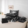 thumbnail image 6 of jejeloiu Spooky Gothic 7-Piece Twin Bedding Sets,Skull Flower Pattern Bedding Comforter Set,White Gray Black Sheet Sets For Men Women,Super Cozy Room Decor Reversible, 6 of 8