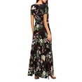 thumbnail image 3 of Women's Plus Size Bohemian Floral Printed Dress,Wrap V Neck Short Sleeve High Split Beach Party Maxi Dresses with Waist Strings, 3 of 4