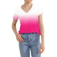 thumbnail image 7 of Aobny Tops Women Pink Cooling Gradient T-Shirt V-Neck Elbow-Length Women Spring Tops, 7 of 7