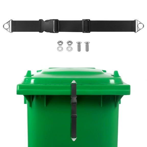 Uxcell 1-Set Trash Can Locks for Animals, 14.2-17.7 Inch Adjustable Stainless Steel Buckle Type Raccoons Bear Proof Lid Garbage Can Lock [Black]