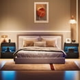 thumbnail image 3 of Mesa de Noche Tribesigns Negra con LED y 2 Cajones de Madera, 3 of 8