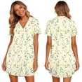 thumbnail image 7 of Women's Summer Nightgowns Button Down Lapel Collar Short Sleeve Sleep Shirt Pajama Dress Casual Printed Oversized Lightweight Comfy Loungwear Nightgown, 7 of 7