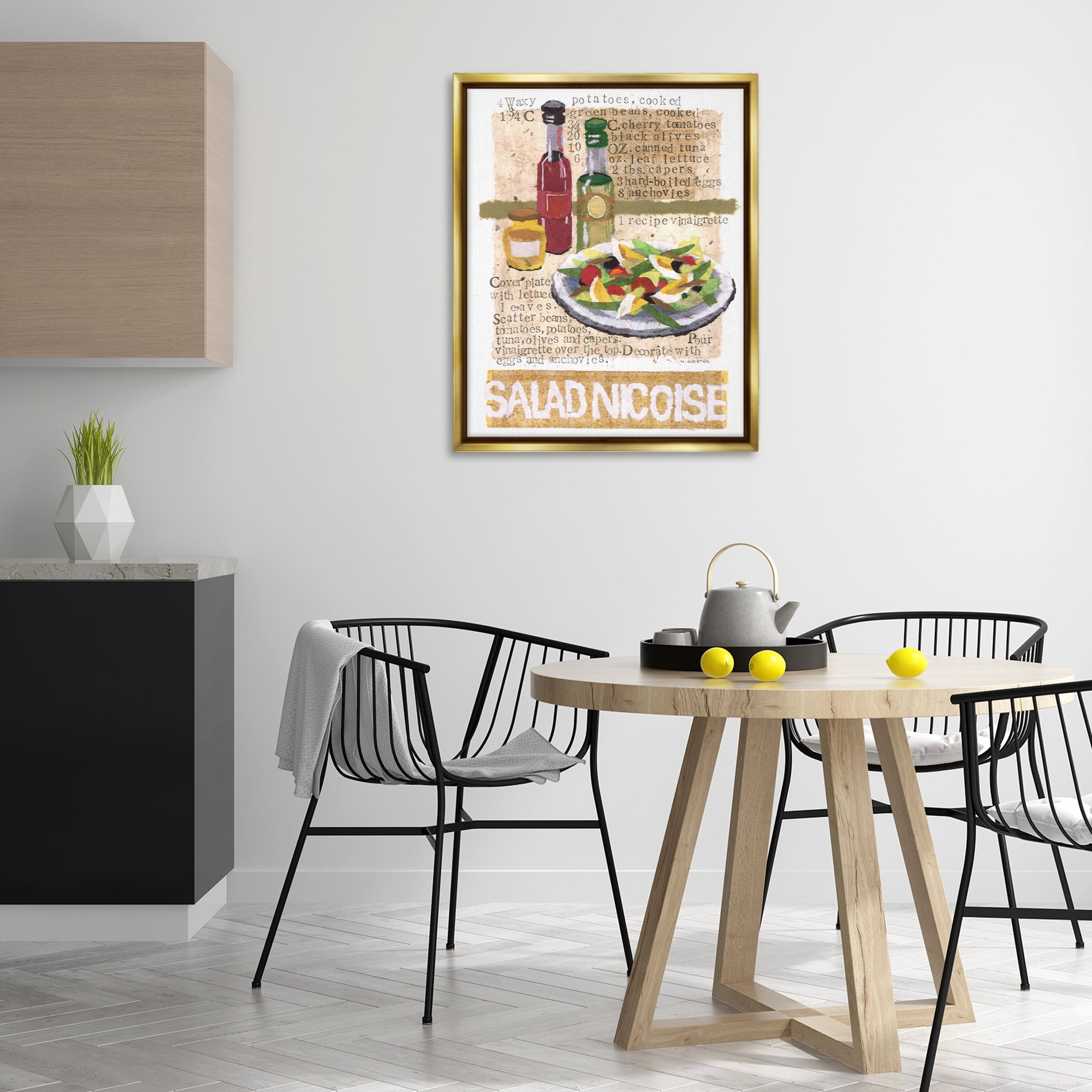 Stupell Industries Salad Nicoise Recipe Food & Beverage Painting Gold Floater Framed Art Print Wall Art, 25 x 31